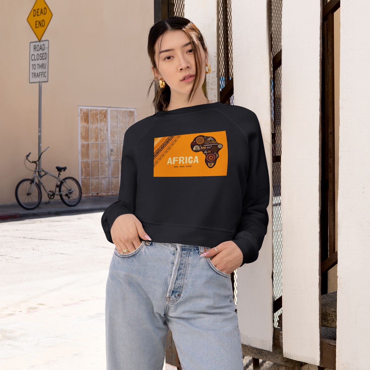 Cropped Fleece Pullover - Africa Theme