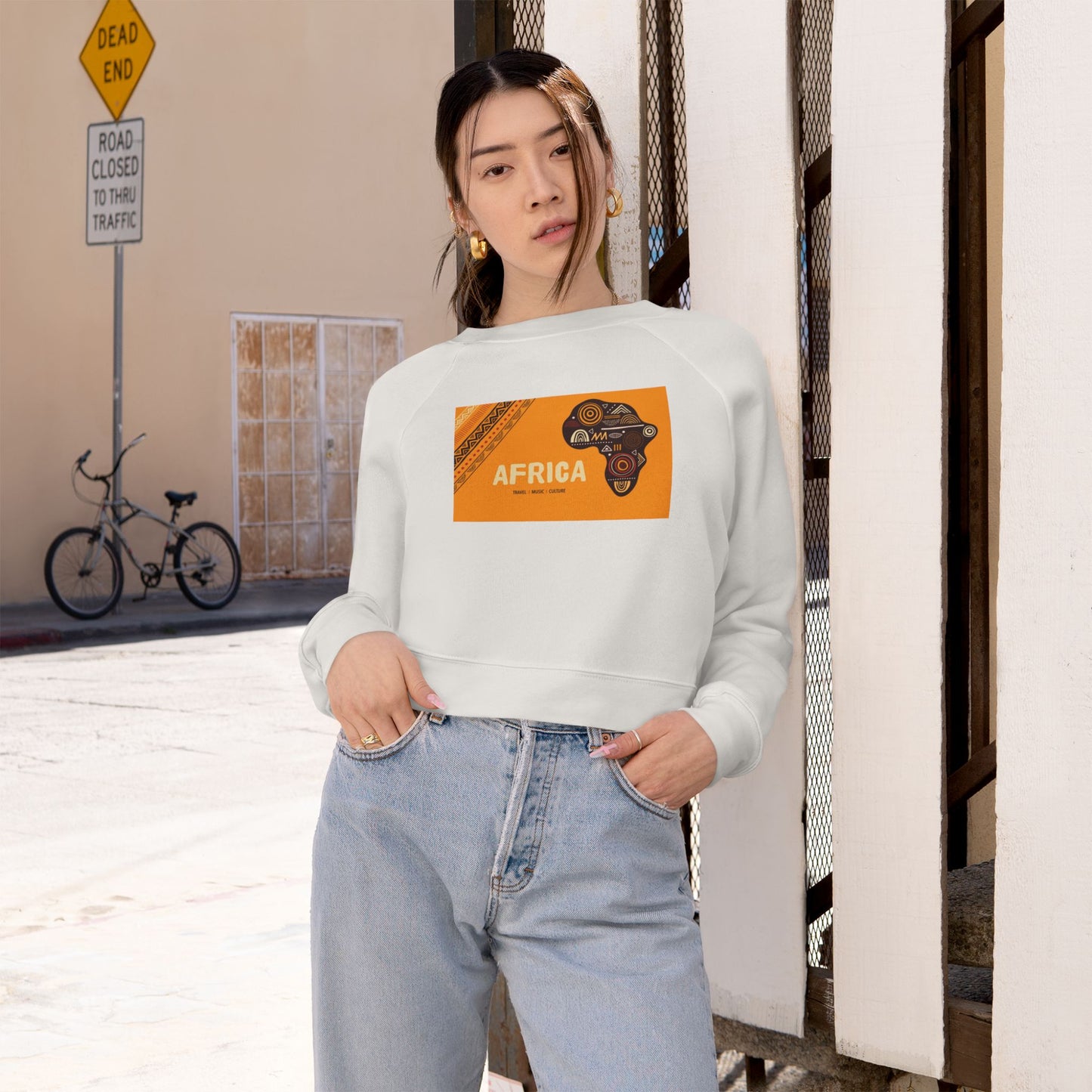 Cropped Fleece Pullover - Africa Theme