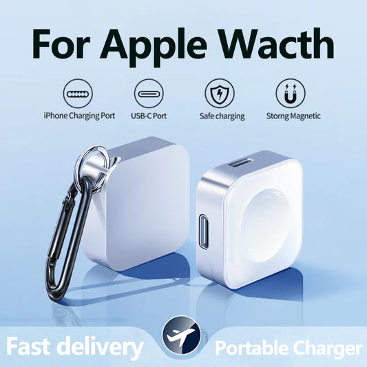 Portable Wireless Watch Charger Type C Lightning Two interface For Apple