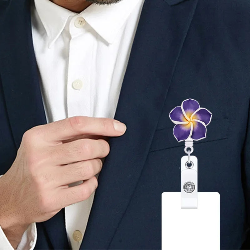 Cute Handmade Flower Badge Reel – Retractable ID Holder for Nurses & Office Staff