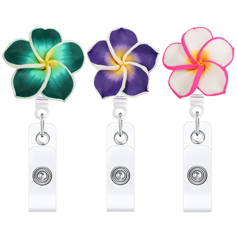 Cute Handmade Flower Badge Reel – Retractable ID Holder for Nurses & Office Staff