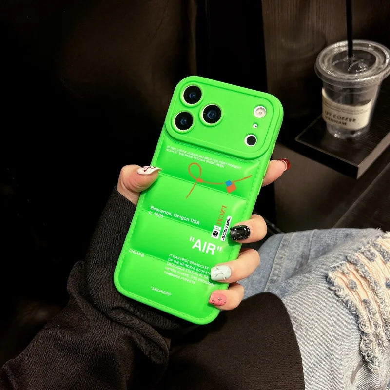 Luxury SNEAKERS Down Jacket Sports shoes Phone Case for iPhone 16 11 12 14 13 15 17 Pro Max Plus Air down-filled white Cover