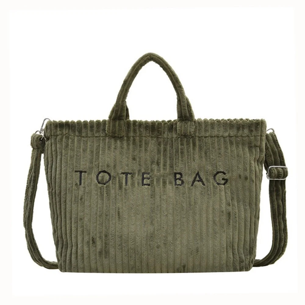 Women’s Corduroy Tote Bag – Large Capacity Shoulder & Crossbody Bag