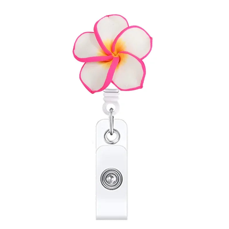 Cute Handmade Flower Badge Reel – Retractable ID Holder for Nurses & Office Staff