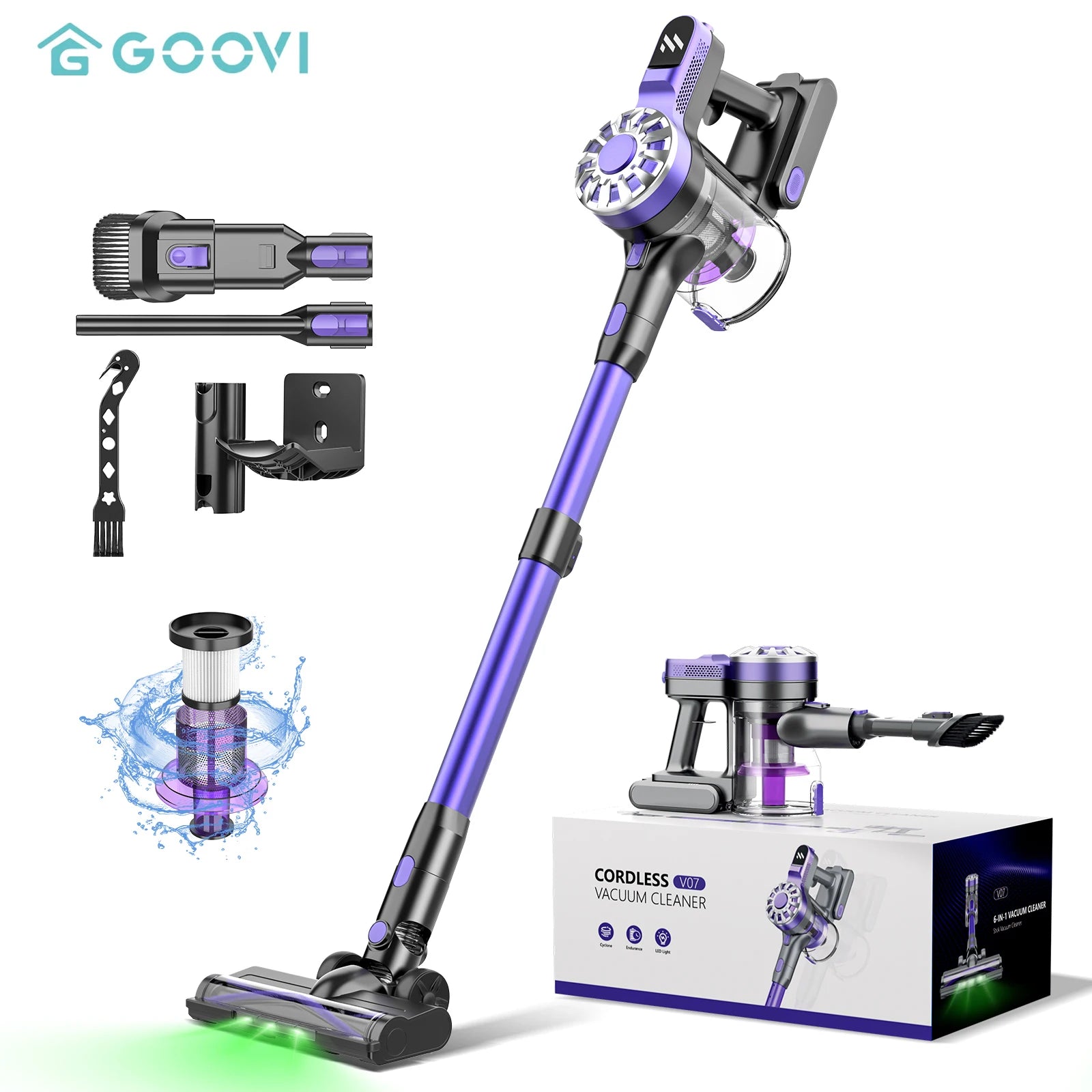 GOOVI V07 100kPA Wireless Handheld Vacuum Cleaners 180W Suction Power Cordless Stick Vaccum Cleaner