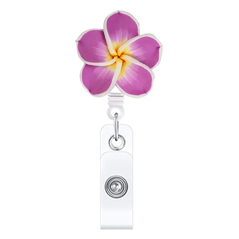Cute Handmade Flower Badge Reel – Retractable ID Holder for Nurses & Office Staff