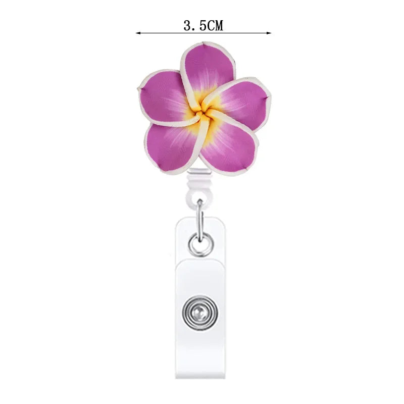 Cute Handmade Flower Badge Reel – Retractable ID Holder for Nurses & Office Staff