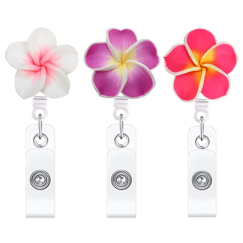 Cute Handmade Flower Badge Reel – Retractable ID Holder for Nurses & Office Staff