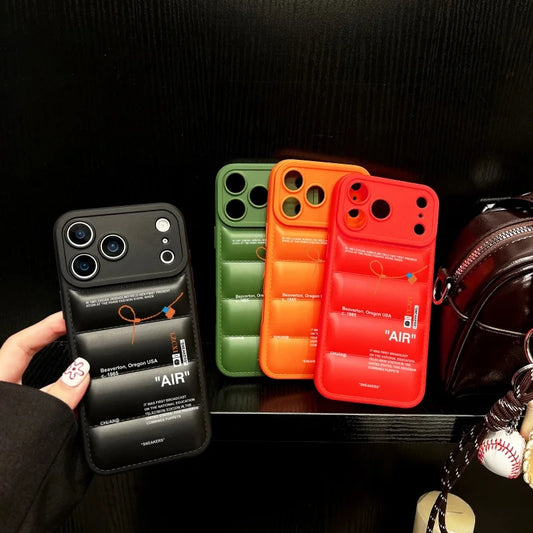 Luxury SNEAKERS Down Jacket Sports shoes Phone Case for iPhone 16 11 12 14 13 15 17 Pro Max Plus Air down-filled white Cover