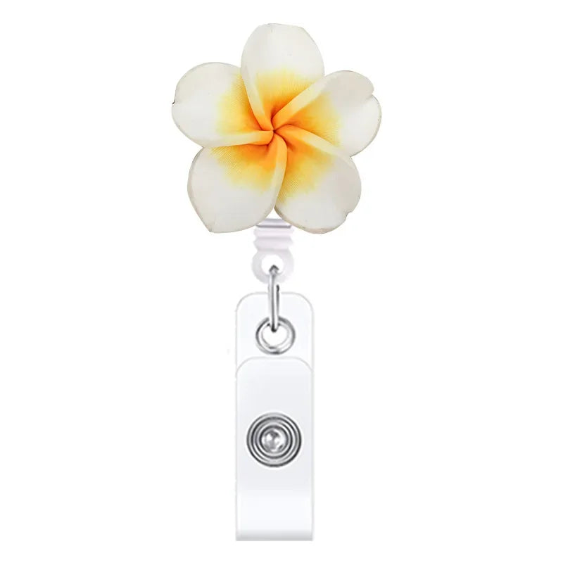 Cute Handmade Flower Badge Reel – Retractable ID Holder for Nurses & Office Staff