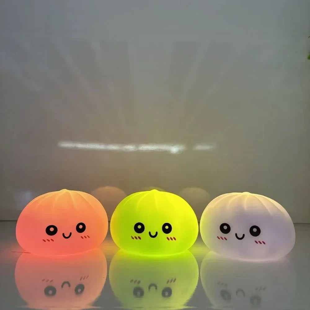 Cute Dumpling LED Night Light – 6-Color Pressable Stress Relief Lamp