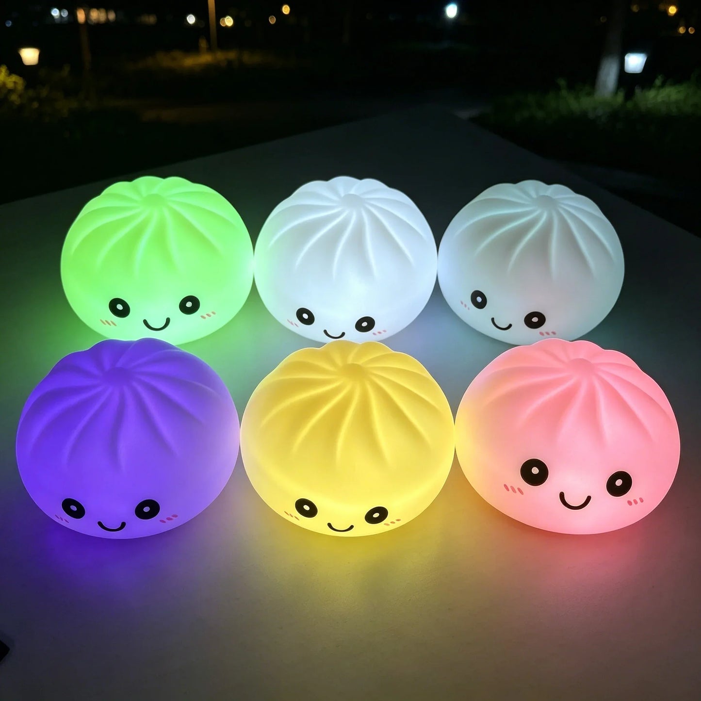 Cute Dumpling LED Night Light – 6-Color Pressable Stress Relief Lamp