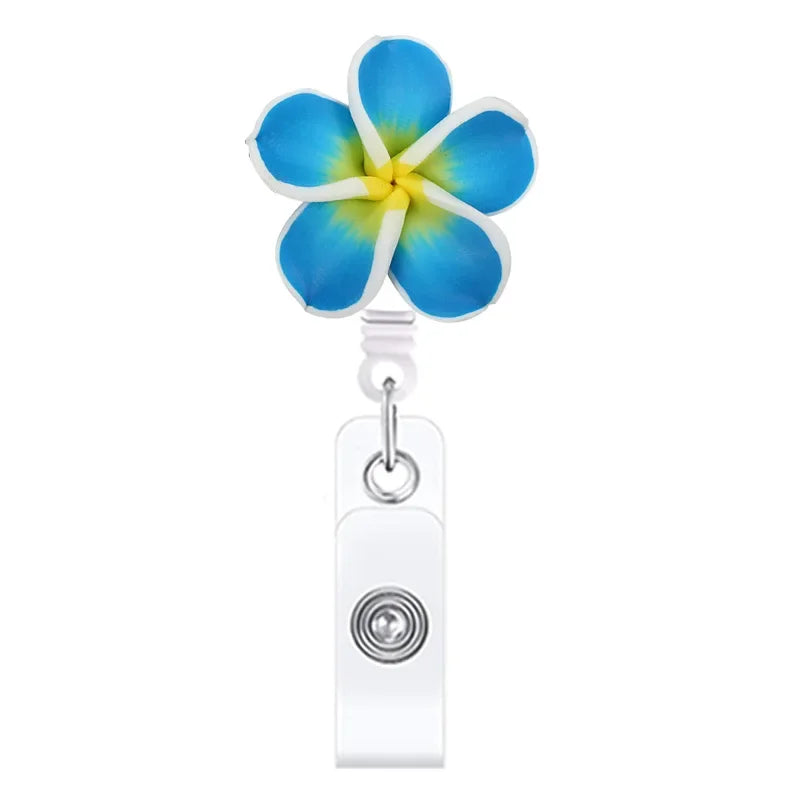 Cute Handmade Flower Badge Reel – Retractable ID Holder for Nurses & Office Staff