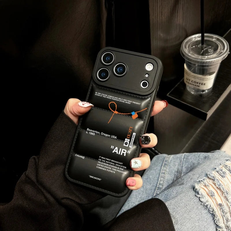Luxury SNEAKERS Down Jacket Sports shoes Phone Case for iPhone 16 11 12 14 13 15 17 Pro Max Plus Air down-filled white Cover