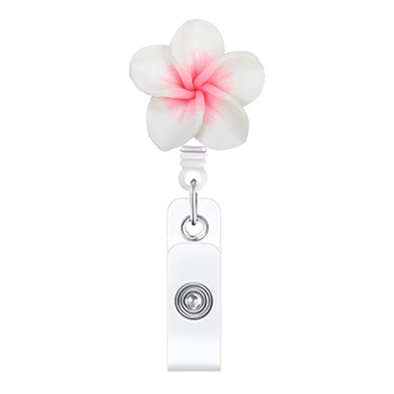 Cute Handmade Flower Badge Reel – Retractable ID Holder for Nurses & Office Staff
