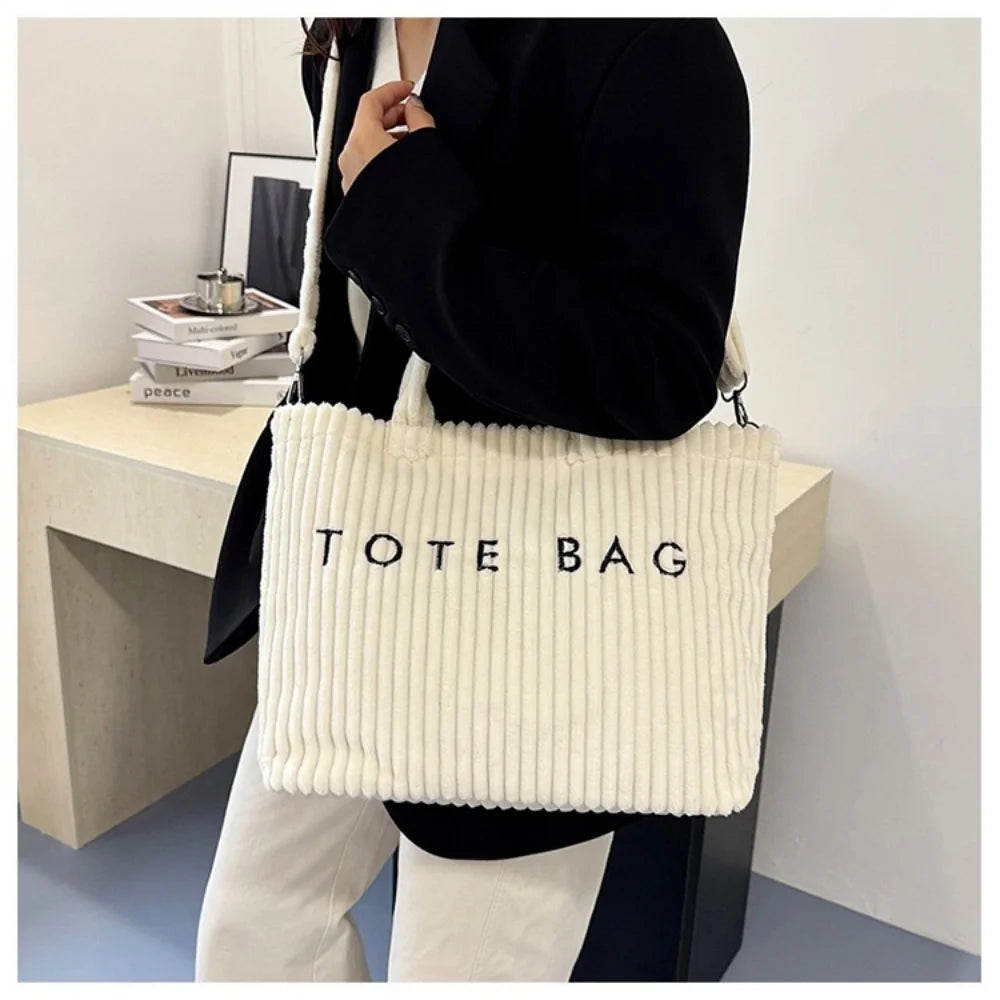 Women’s Corduroy Tote Bag – Large Capacity Shoulder & Crossbody Bag